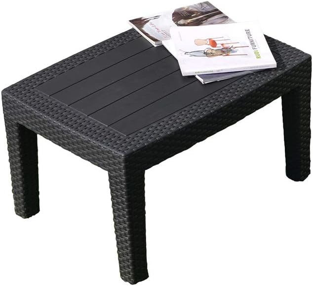 ラタン調ガーデンファニチャーセット 【本体ブラック×クッショングレー